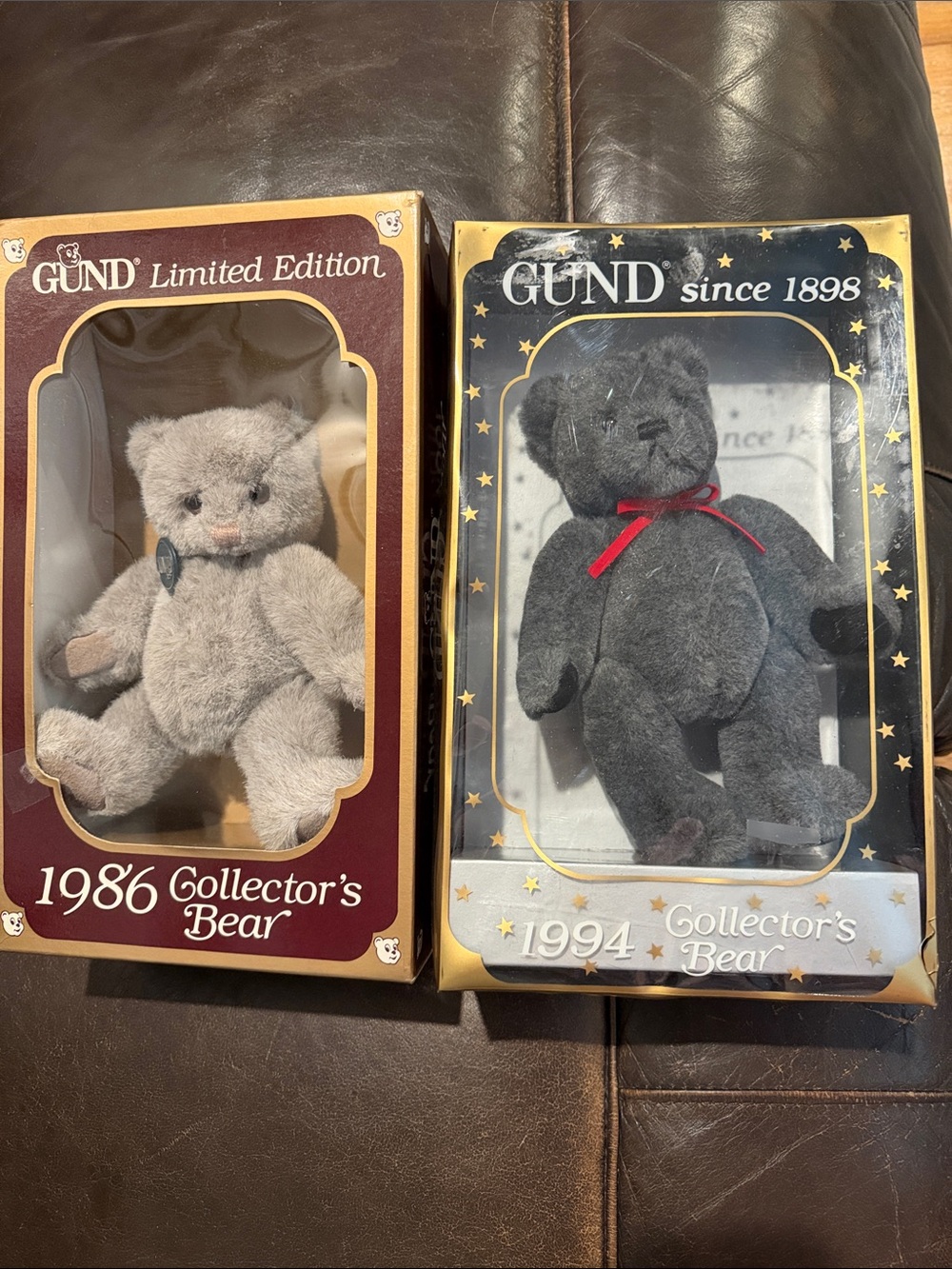 GUND Gray Plush Collector Bears Duo - Light Gray & Dark Gray